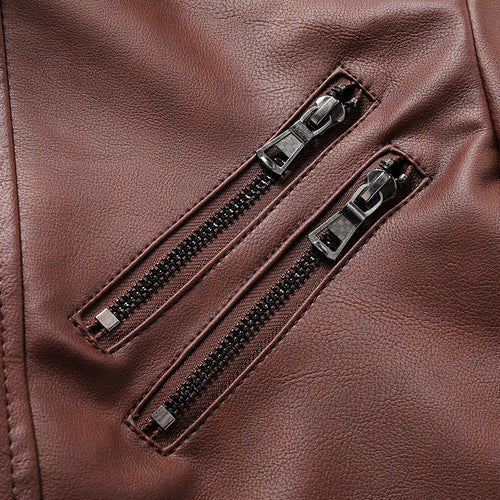 Jaqueta Masculina de Couro Legítimo Euro Fashion - Marrom