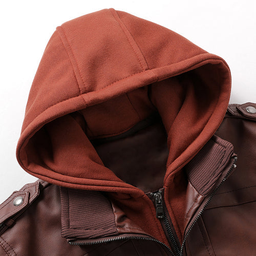 Jaqueta Masculina de Couro Legítimo Euro Fashion - Marrom