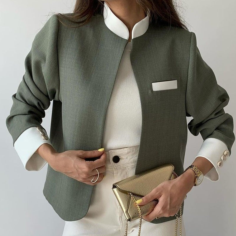 š„OtoƱo/Invierno Hot Saleš„Conjunto de 2 Piezas para Mujer: Elegante Chaqueta con Cuello Alto y Pantalón