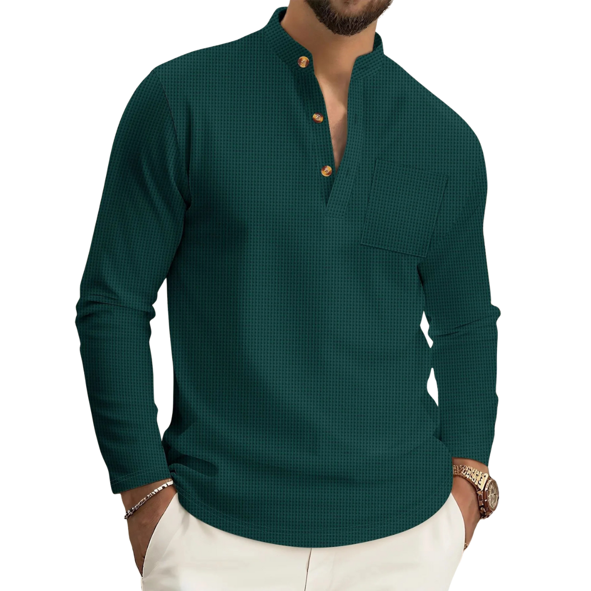 Thogo | Camisa Texturizada De Cuello Alto Para Hombre