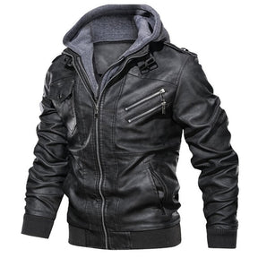 Jaqueta Masculina de Couro Legítimo Euro Fashion - Preto