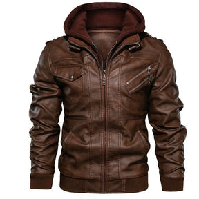 Jaqueta Masculina de Couro Legítimo Euro Fashion - Marrom