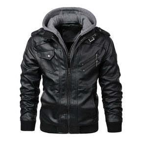 Jaqueta Masculina de Couro Legítimo Euro Fashion - Preto