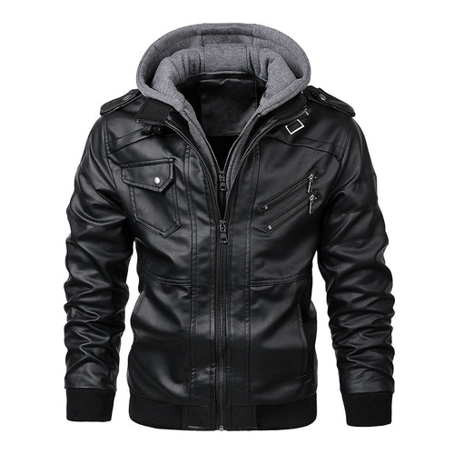 Jaqueta Masculina de Couro Legítimo Euro Fashion - Preto