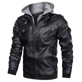 Jaqueta Masculina de Couro Legítimo Euro Fashion - Preto