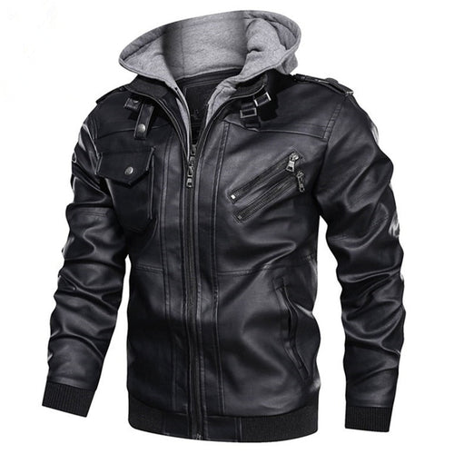 Jaqueta Masculina de Couro Legítimo Euro Fashion - Preto