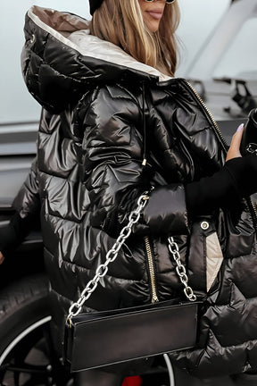 Mageina - Elegante Abrigo De Invierno Con Capucha y Acolchado