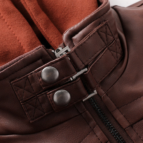 Jaqueta Masculina de Couro Legítimo Euro Fashion - Marrom