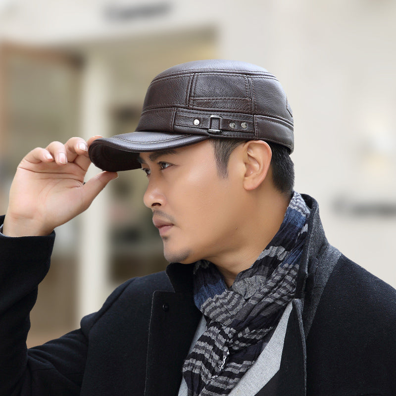 Gorra de Béisbol de Cuero PU con Tapa Plana