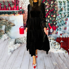 💃🎅Rebajas anticipadas de Navidad - 50% DE DESCUENTO🔥Lujoso vestido de mujer de manga larga con dobladillo de volantes