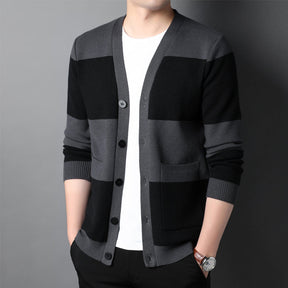 Cardigan de Punto a Rayas con Botones para Hombre